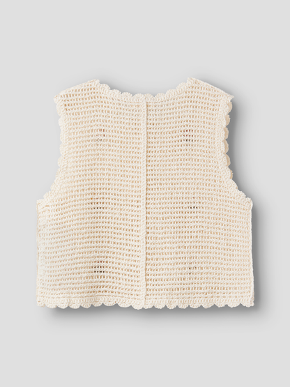 Gilet en maille fille Lil' Atelier - Flora Lait de coco