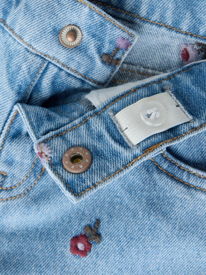 Jean wide brodé fille enfant Name It Mini - Rose