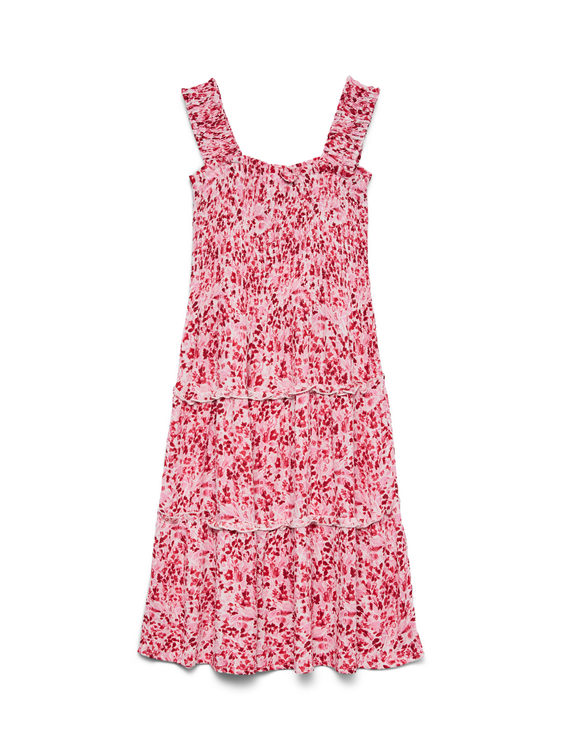 Robe longue-Vero moda girl-VMMENNY SL SMOCK CALF DRESS WVN GIRL