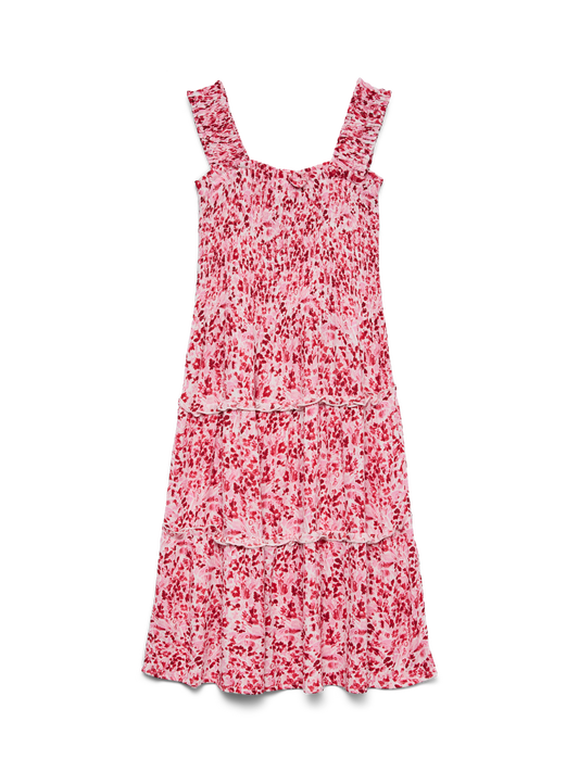 Robe longue-Vero moda girl-VMMENNY SL SMOCK CALF DRESS WVN GIRL