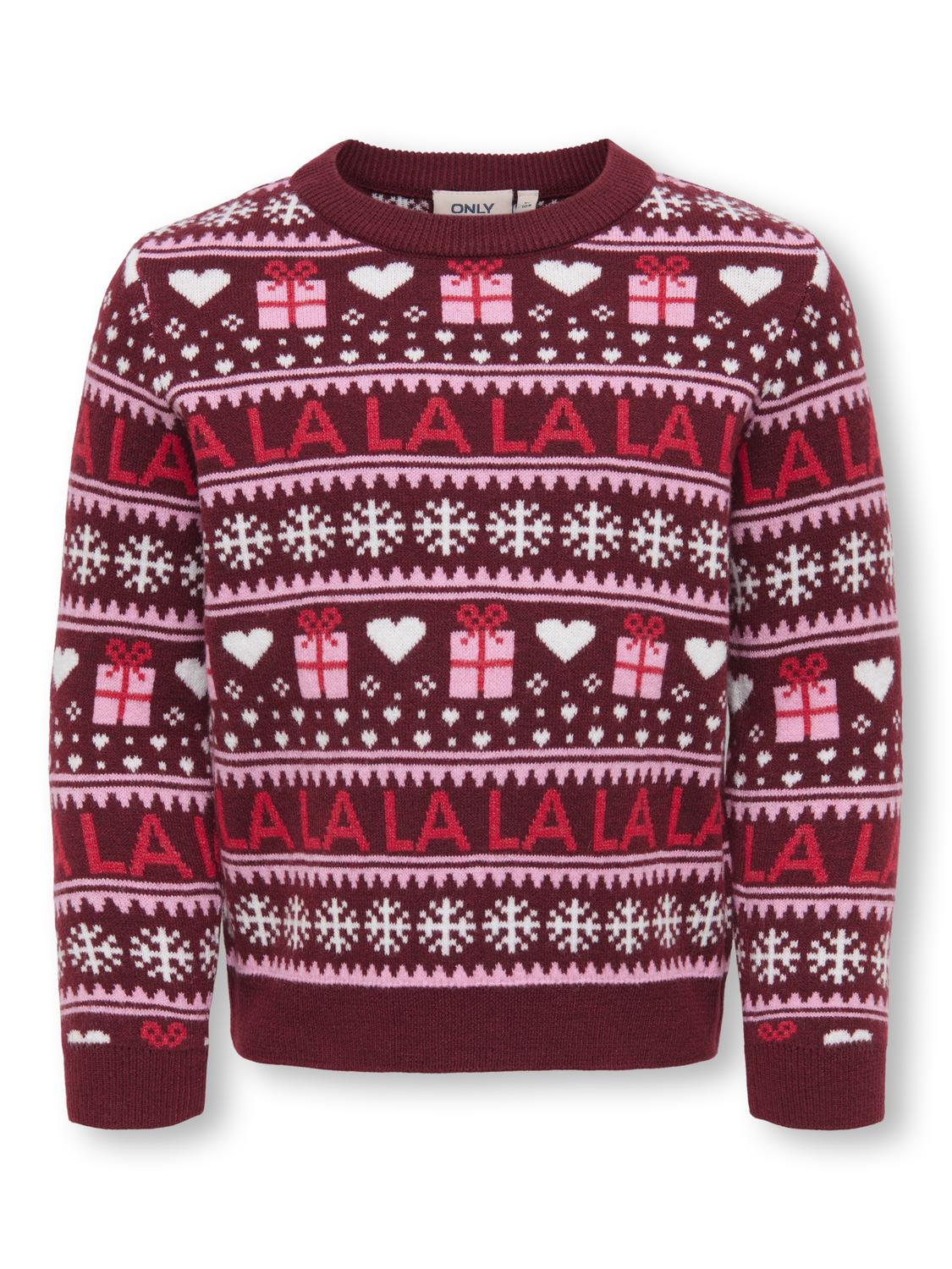 Pull-overs-Kids mini girl-KMGXMAS PRESENT LS O-NECK KNT
