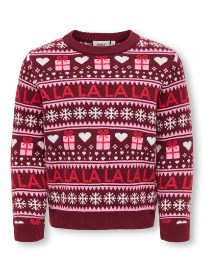 Pull-overs-Kids mini girl-KMGXMAS PRESENT LS O-NECK KNT