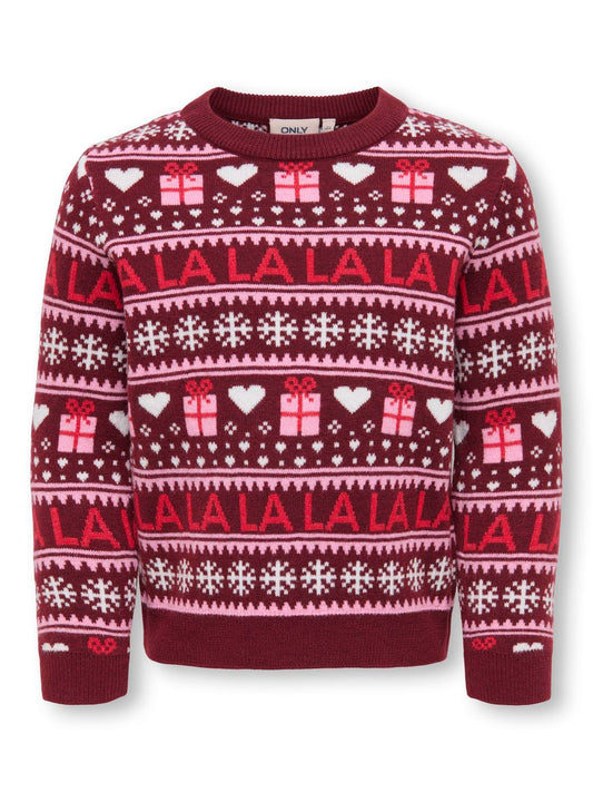 Pull-overs-Kids mini girl-KMGXMAS PRESENT LS O-NECK KNT