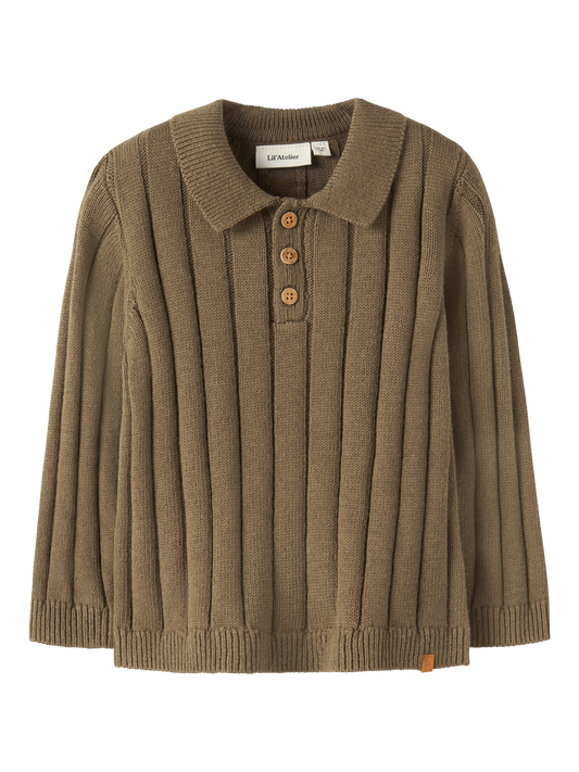 Polo en maille-Lil' atelier mini-NMMLOMON LS LOOSE KNIT POLO LIL