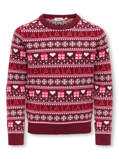 Pull-overs-Kids only girl-KOGXMAS PRESENT LS O-NECK BOX KNT