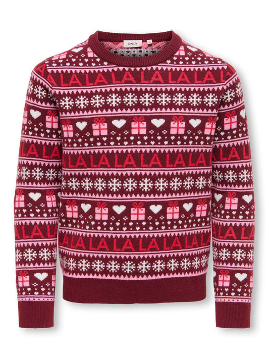 Pull-overs-Kids only girl-KOGXMAS PRESENT LS O-NECK BOX KNT