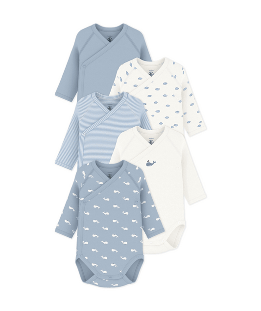 Lot de 5 bodies croisés manches longues PETIT BATEAU A0F8Q