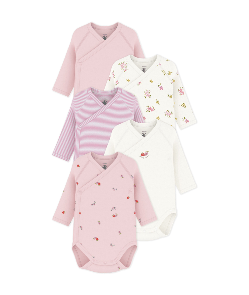 Lot de 5 bodies croisés manches longues PETIT BATEAU A0F8R