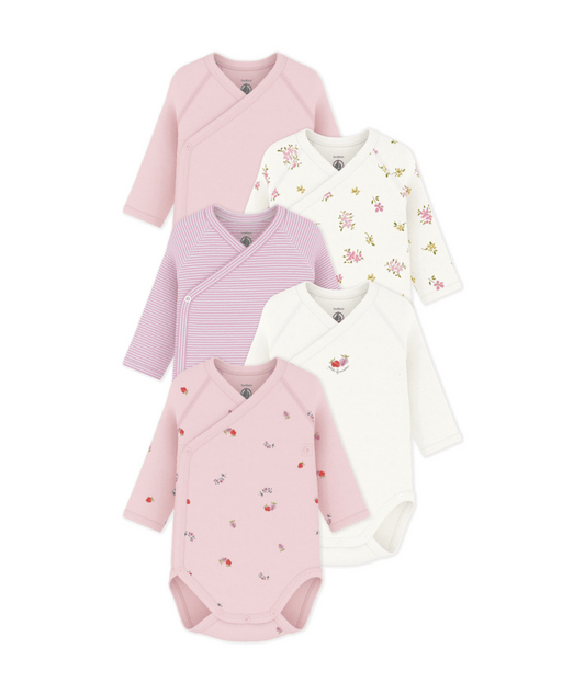 Lot de 5 bodies croisés manches longues PETIT BATEAU A0F8R