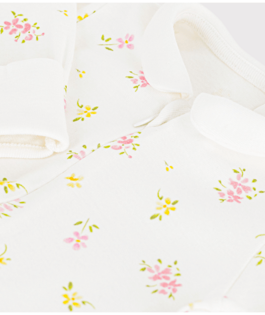 Pyjama bébé en coton à col fleuri PETIT BATEAU A0FH1