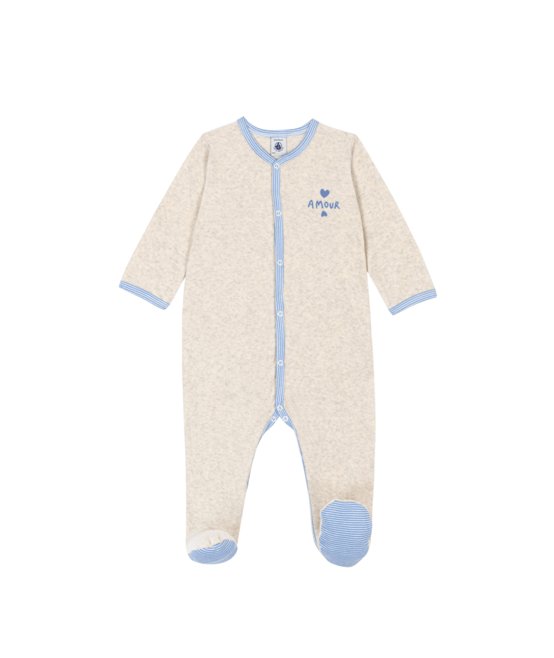 Pyjama bébé en velours uni PETIT BATEAU A0FIP