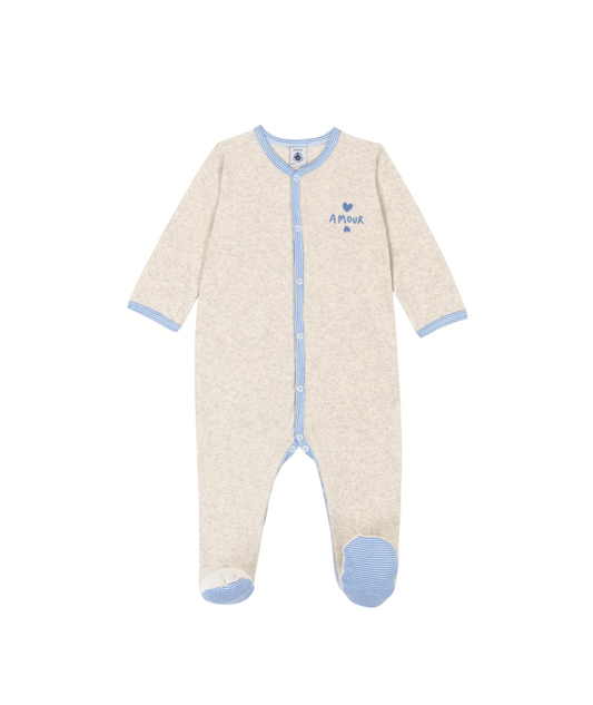 Pyjama bébé en velours uni PETIT BATEAU A0FIP
